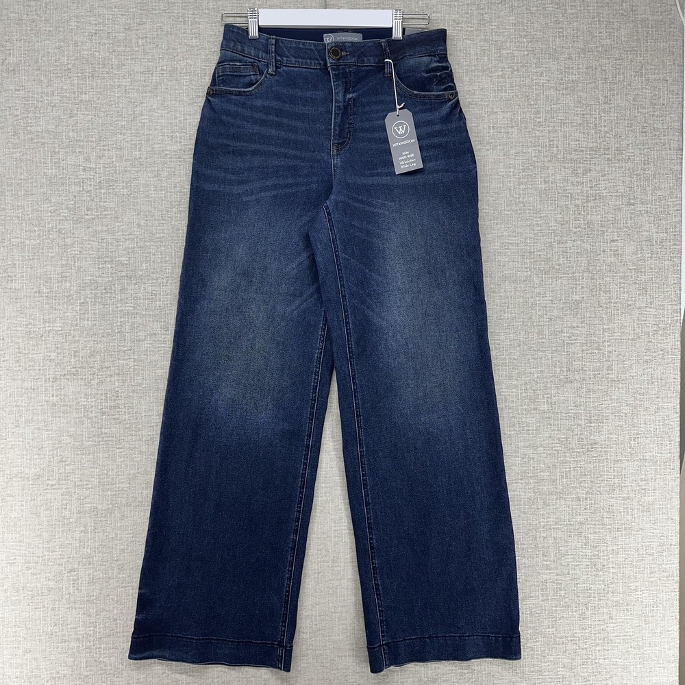 Wit & Wisdom Sam High Rise Jeans Womens 8 Blue Wide Leg Ab-Solution Stretch